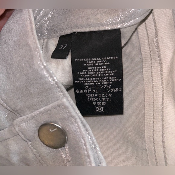 Nwot J BRAND Silver Genuine Lamb Leather skinny jeans silver shadow size 27 - Picture 7 of 13